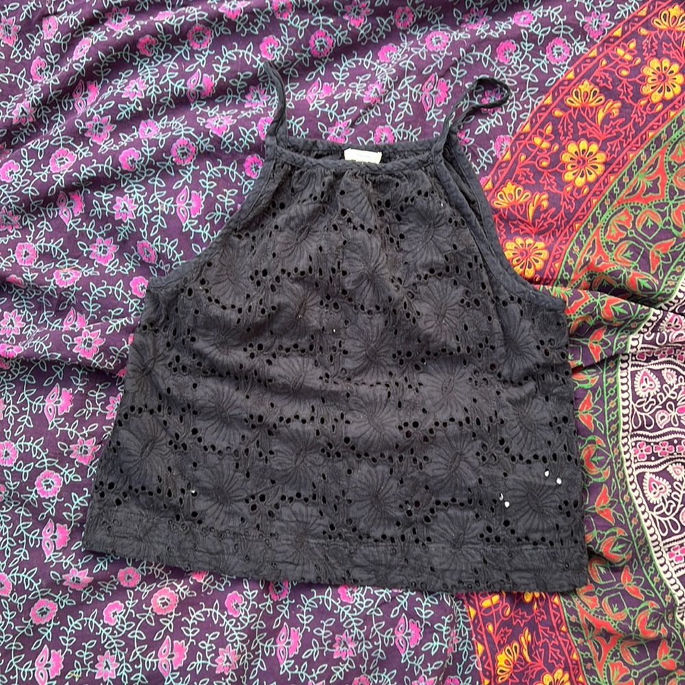 Floral eyelet tank